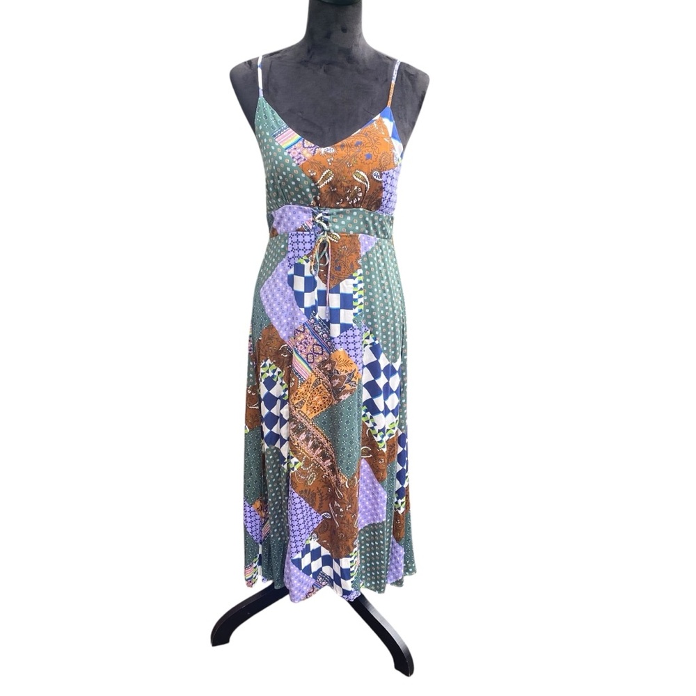 Rewind Ladies Sundress Indie Retro Midi Whimsy Artsy Cottage Eclectic Festival M